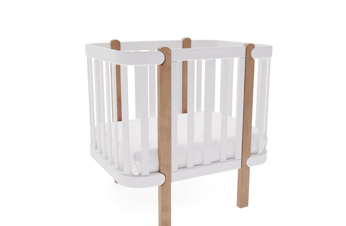  YappyÉtude crib set (short sides and mattress base) WHITE/SKYGREY