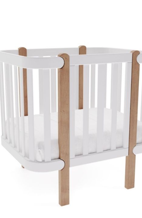 YappyÉtude crib set (short sides and mattress base) WHITE/SKYGREY